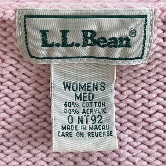 L.L. Bean Vintage Women's Cotton Blend Light Pink V-Neck Sweater - Picture 2 of 3